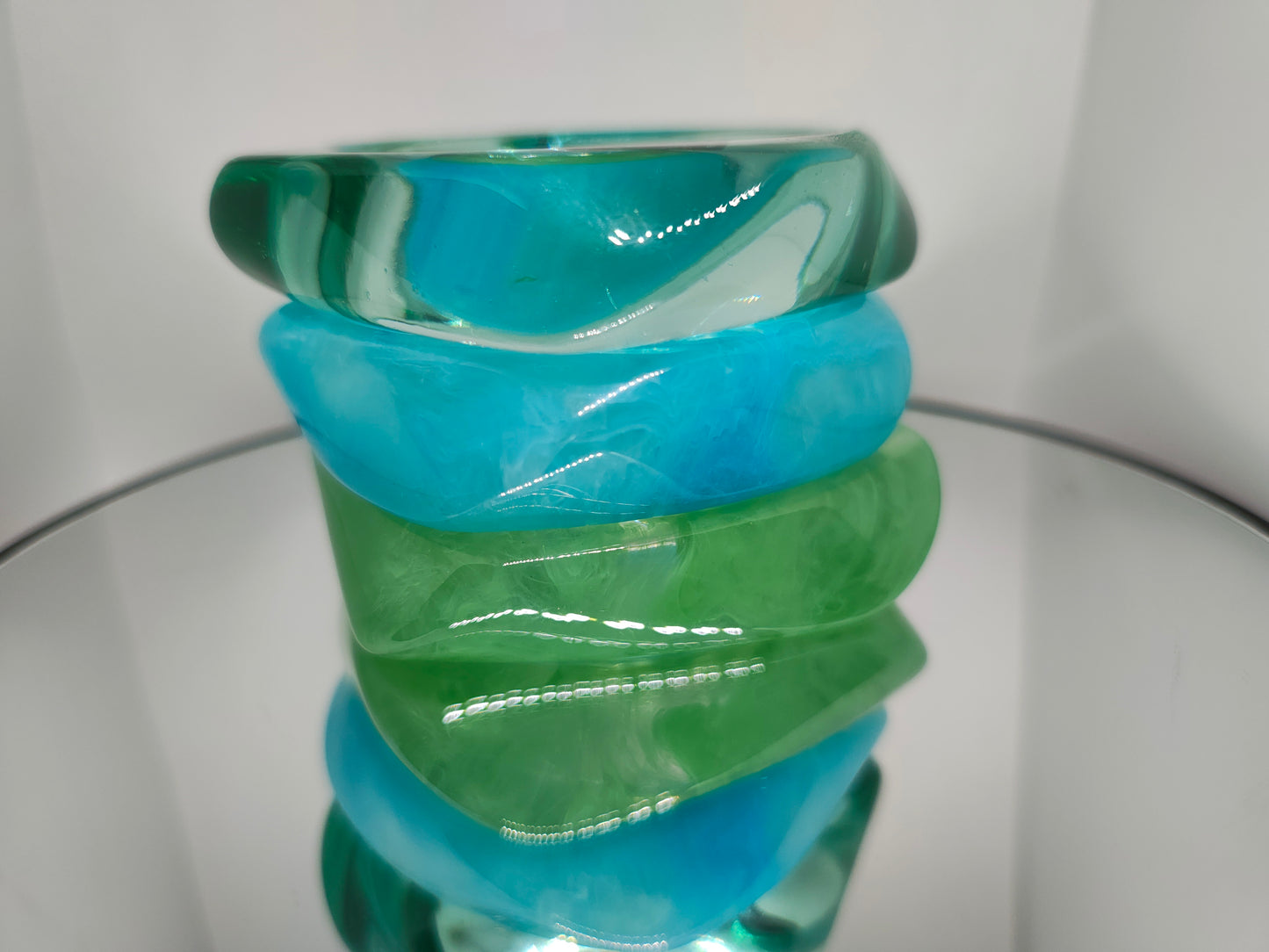 Bracelets en résine, jonc vert émeraude