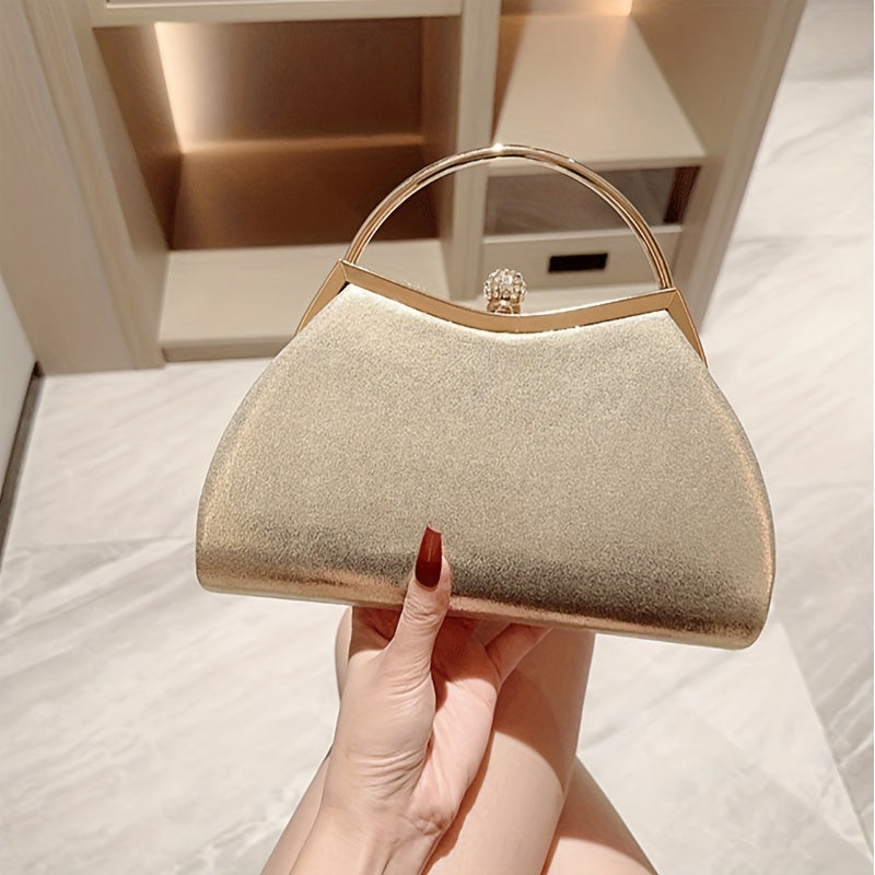 New Sparkling Rhinestone Crown Head Evening Party Dress Clutch Shell Hand Grab Bag Wedding Bridesmaid Purse Chain Bag Bridal Season Mother's Day Gift