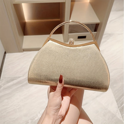 New Sparkling Rhinestone Crown Head Evening Party Dress Clutch Shell Hand Grab Bag Wedding Bridesmaid Purse Chain Bag Bridal Season Mother's Day Gift