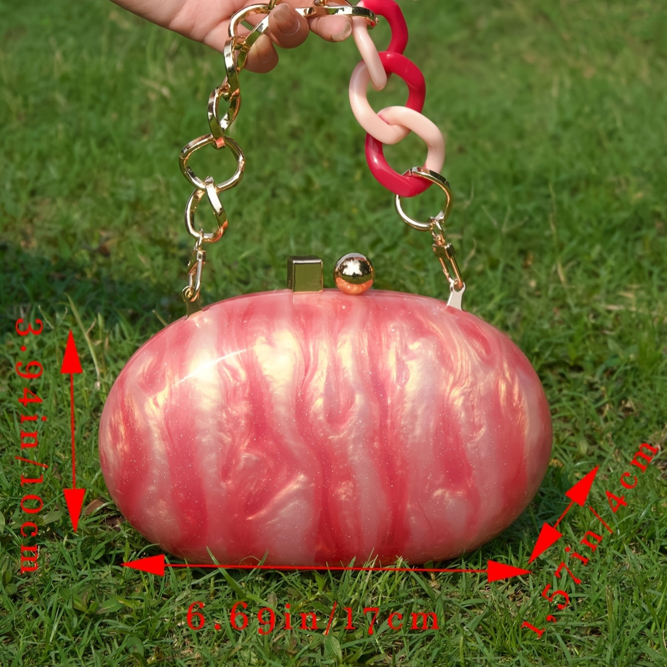 Elegant Red Acrylic Evening Bag with Flowing Texture Design - Perfect for Parties, Weddings, and Formal Events, Magnetic Closure, Striped Pattern, Lined Interior