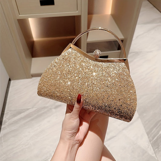 New Sparkling Rhinestone Crown Head Evening Party Dress Clutch Shell Hand Grab Bag Wedding Bridesmaid Purse Chain Bag Bridal Season Mother's Day Gift