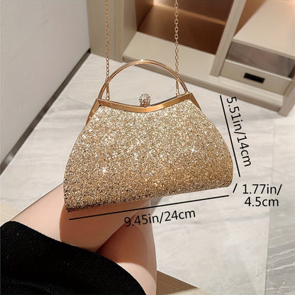New Sparkling Rhinestone Crown Head Evening Party Dress Clutch Shell Hand Grab Bag Wedding Bridesmaid Purse Chain Bag Bridal Season Mother's Day Gift