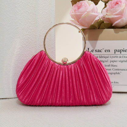 Women's Elegant Evening Handbag & Crossbody Bag - with Detachable Strap, Glossy PU Evening Purse, Snap Closure Closure for Wedding, Party, Everyday - Bright Pink/Burgundy Luxury Ladies Clutch, Party Accessory, Details, Refine