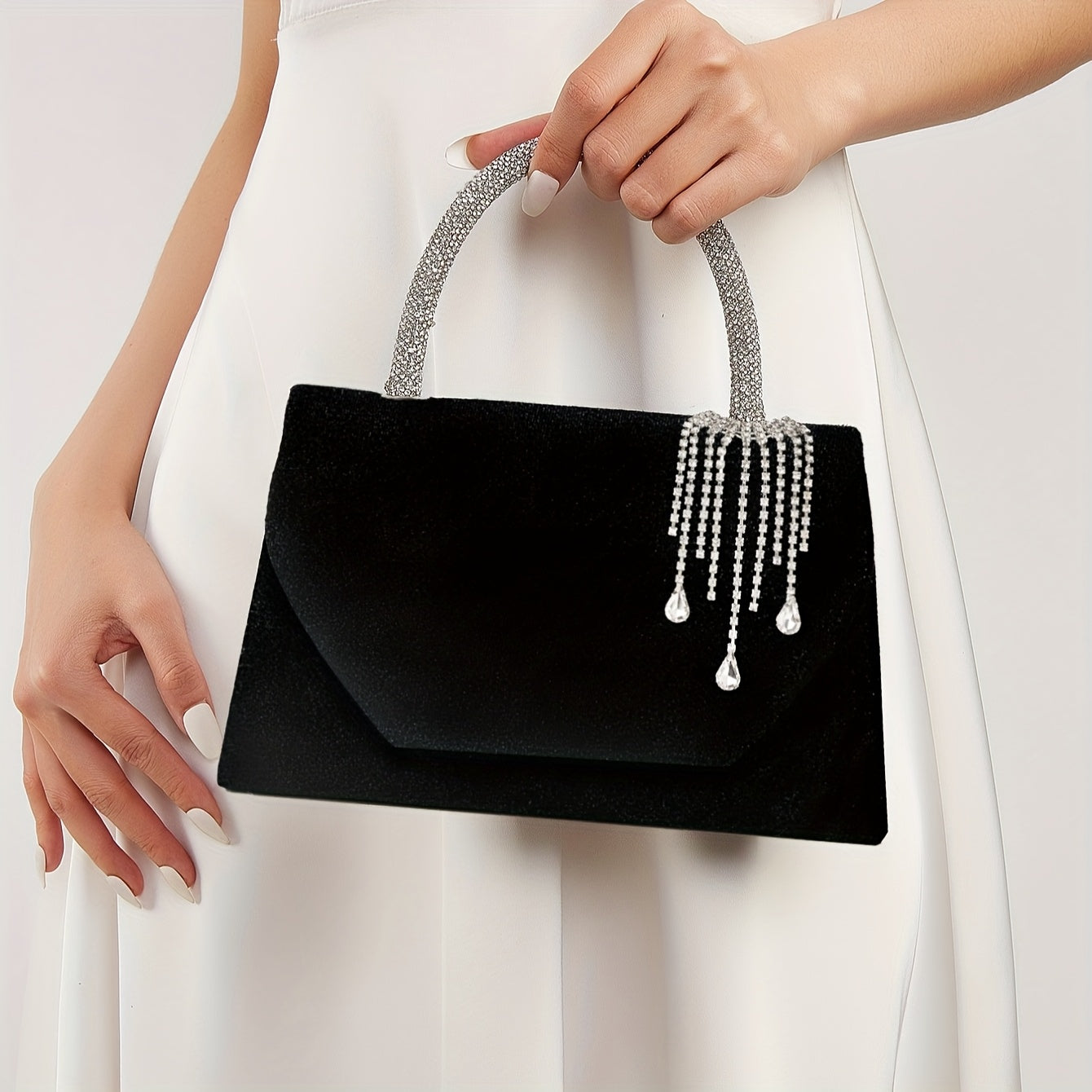 Women's Elegant Rhinestone Evening Handbag & Crossbody Bag with Detachable Chain Strap - Luxury Prom, Wedding, Party Purse in Burgundy/Black - Closure & Lining - Sparkling Clutch for Formal Events, Prom Dress Accessory - Plus