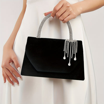 Women's Elegant Rhinestone Evening Handbag & Crossbody Bag with Detachable Chain Strap - Luxury Prom, Wedding, Party Purse in Burgundy/Black - Closure & Lining - Sparkling Clutch for Formal Events, Prom Dress Accessory - Plus