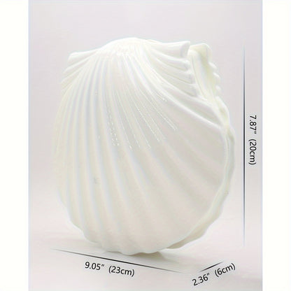 Elegant White Shell-Shaped Evening Clutch with Pearl Beaded Chain Strap - Chic Acrylic Bridal Handbag, Polyester Lined, Perfect for Weddings & Formal Parties, Wedding Accessories