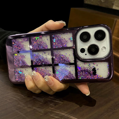 coque a paillette pour iphone 15 14 Pro Max Plus 11 12 13 Colorful Bling Butterfly Lattice Plating Soft Cover