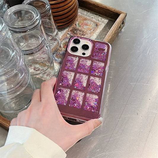 coque a paillette pour iphone 15 14 Pro Max Plus 11 12 13 Colorful Bling Butterfly Lattice Plating Soft Cover