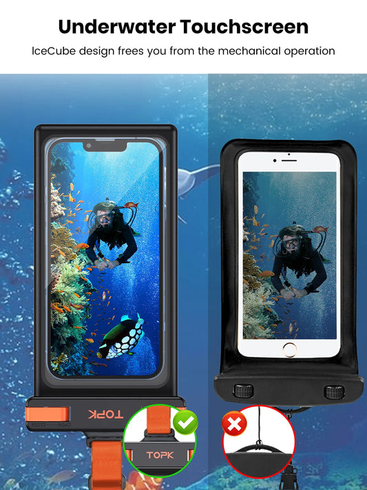 Waterproof Phone Pouch,[Underwater Screen Touchable] IPX8 Waterproof Phone Case Compatible for Mobile Phone Up to 7.0 inch