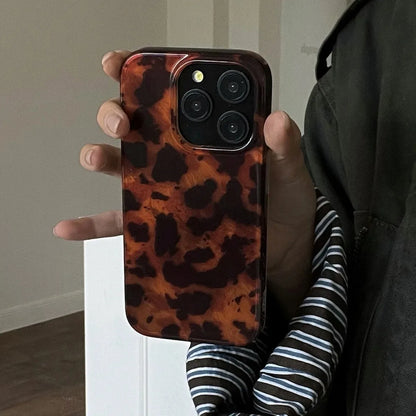 coque telephone a motif leoprd ,Retro Amber Texture Laser Phone Case For iPhone 17 16 Pro Max 15 14 13 12 11 XS XR 7 8 Plus 16E Stylish Leopard Print Soft Cover