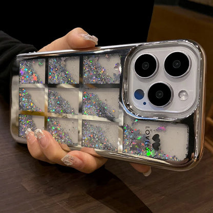 coque a paillette pour iphone 15 14 Pro Max Plus 11 12 13 Colorful Bling Butterfly Lattice Plating Soft Cover