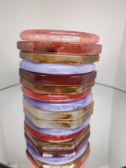 bracelets en résine multicolore, jonc resin