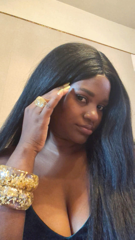 Bracelet en résine doré, jonc resin or