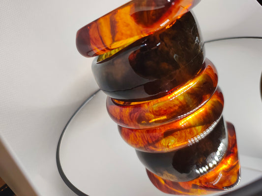 Bracelets en résine, jonc miel marbré