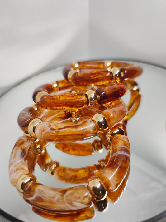 Bracelets en résine doré or