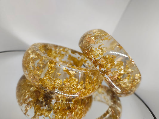 Bracelet en résine doré, jonc resin or