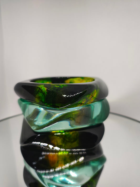 Bracelets en résine, jonc vert émeraude