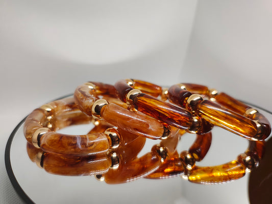 Bracelets en résine doré or